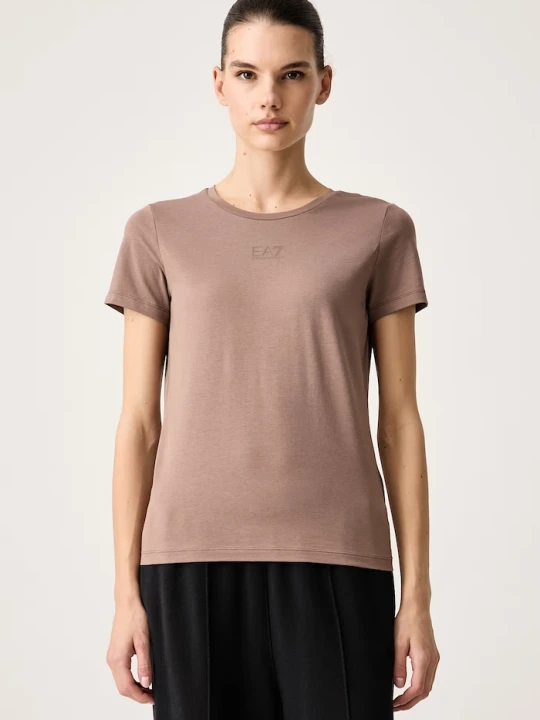 Zdjęcie produktu EA7 Emporio Armani T-shirt damski z bawełną brązowy