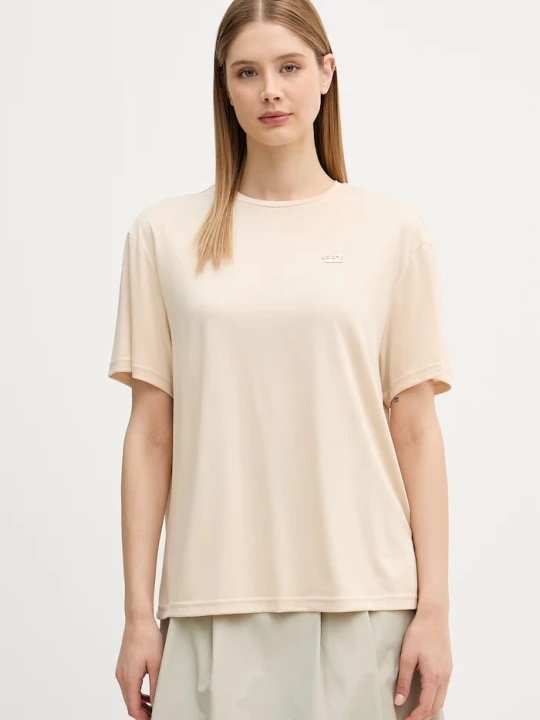 Zdjęcie produktu EA7 Emporio Armani T-shirt damski z wiskozy beżowy