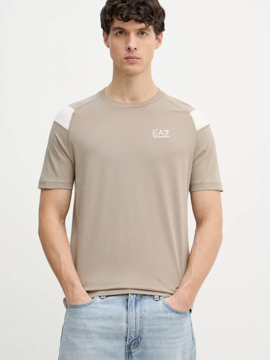 Zdjęcie produktu EA7 Emporio Armani T-shirt męski bawełniany brązowy