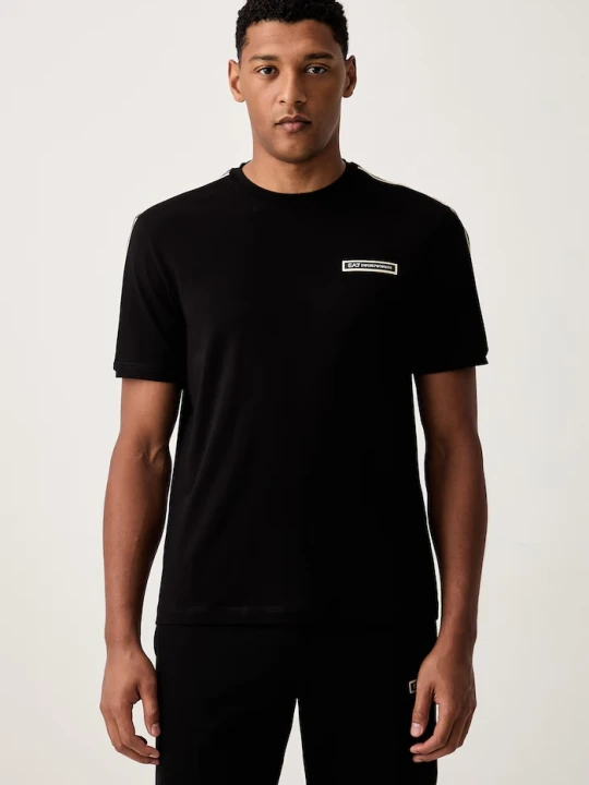 Zdjęcie produktu EA7 Emporio Armani T-shirt męski bawełniany z elastanem czarny