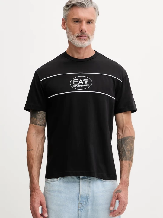 Zdjęcie produktu EA7 Emporio Armani T-shirt męski z bawełną czarny