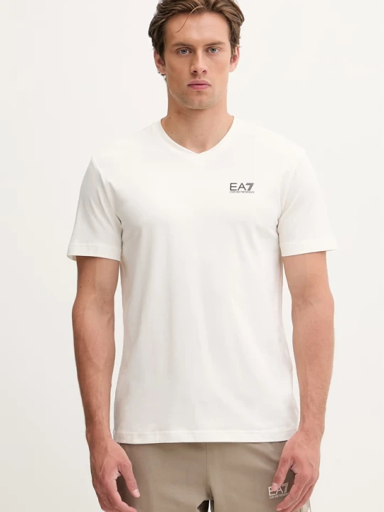 Zdjęcie produktu EA7 Emporio Armani T-shirt męski z bawełną beżowy