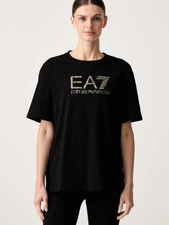 Zdjęcie produktu EA7 Emporio Armani T-shirt oversize damski bawełniany czarny