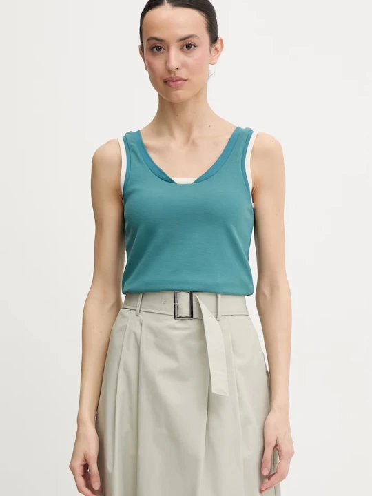 Zdjęcie produktu EA7 Emporio Armani top damski z wiskozy turkusowy