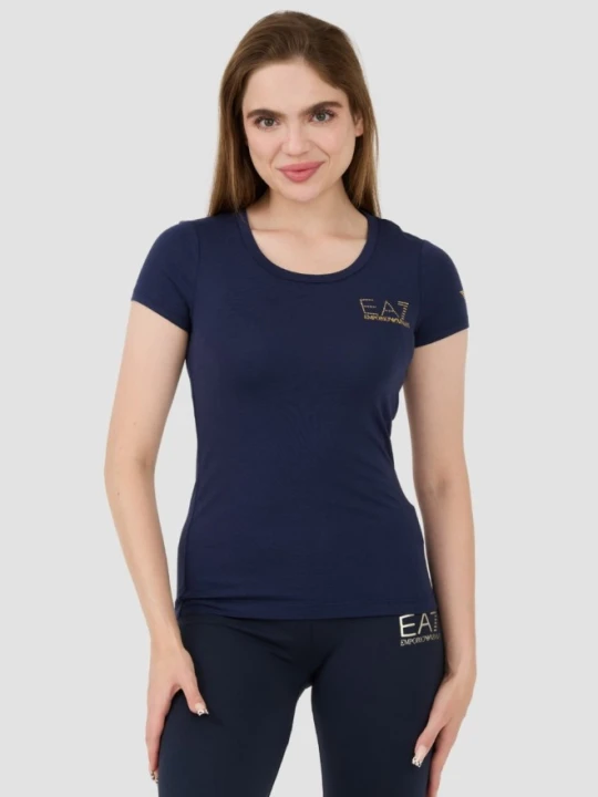 Zdjęcie produktu EA7 Granatowy damski t-shirt, Rozmiar S Niebieski