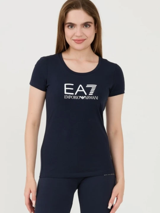 Zdjęcie produktu EA7 Granatowy damski t-shirt, Rozmiar S Niebieski