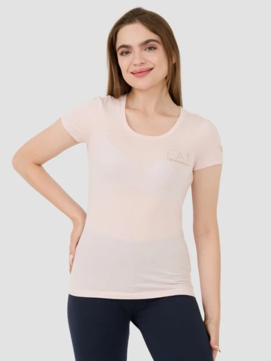 Zdjęcie produktu EA7 Różowy damski t-shirt, Rozmiar XS