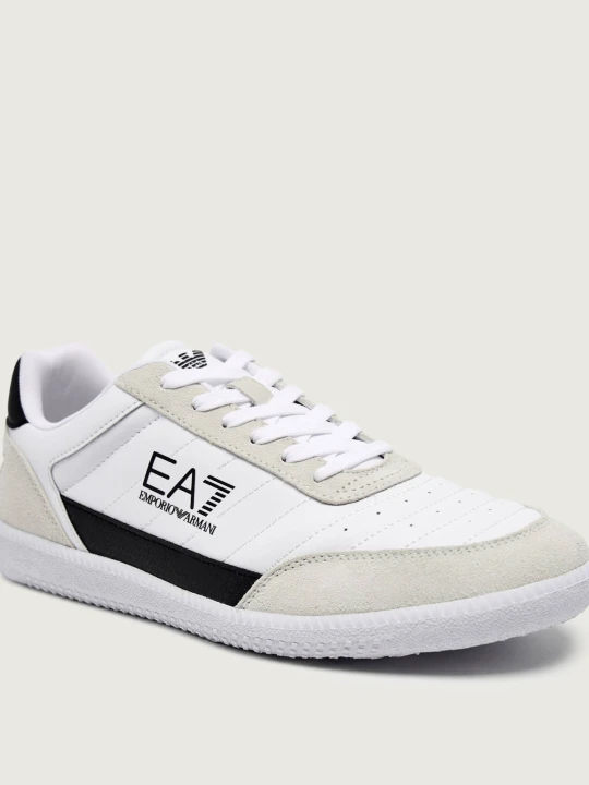 Zdjęcie produktu EA7 Skórzane sneakersy | zamsz biały