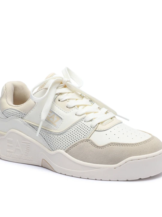 Zdjęcie produktu EA7 Skórzane sneakersy | zamsz biały