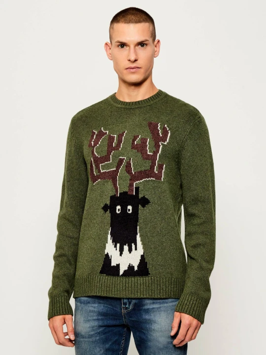 Zdjęcie produktu EA7 Sweter | Regular Fit | z dodatkiem wełny i kaszmiru zielony