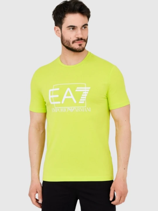 Zdjęcie produktu EA7 Zielony męski t-shirt z dużym białym logo, Rozmiar M