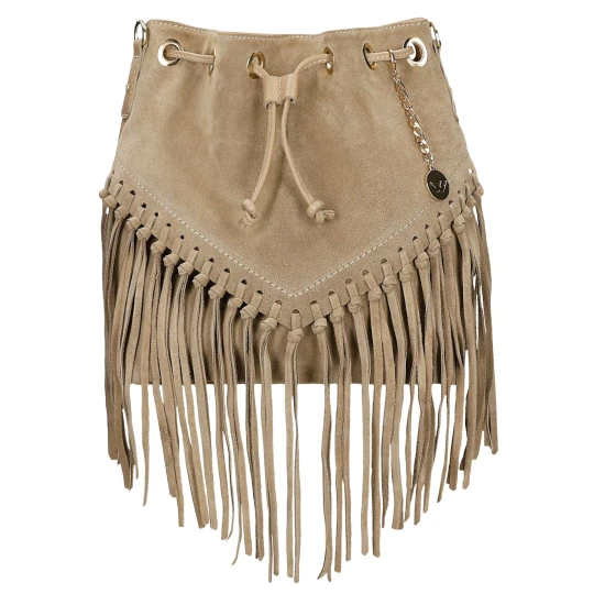 Zdjęcie produktu Beżowa torebka damska boho z fredzlami 80307-64 Wojas