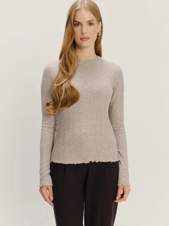 Zdjęcie produktu Efektowny, jasnobeżowy longsleeve Greenpoint brązowy