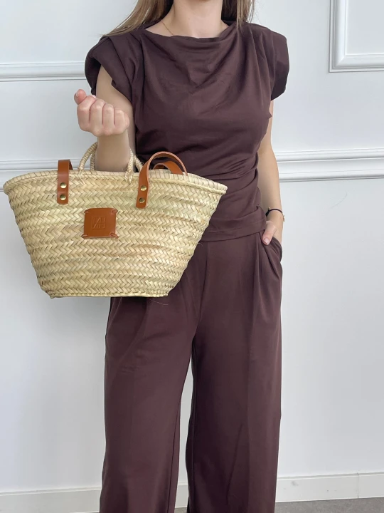 Zdjęcie produktu Ekologiczna torebka koszyk z rafii i skóry naturalnej PLAYA 02 LAÏF