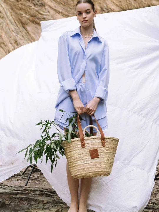 Zdjęcie produktu Ekologiczna torebka koszyk z rafii i skóry naturalnej PLAYA 02 LAÏF