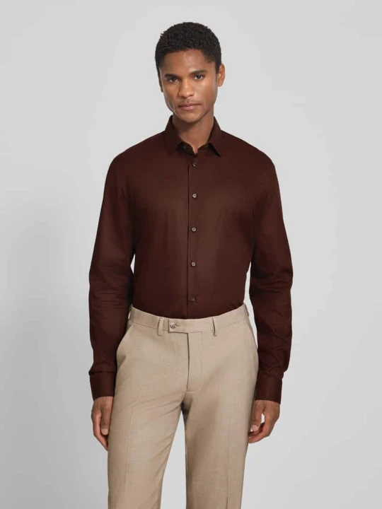 Zdjęcie produktu Koszula o kroju slim fit biznes z bardzo długim rękawem Jake*s Ciemnobrązowy