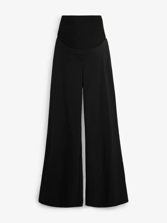 Zdjęcie produktu Elastyczne spodnie ciążowe z kantami, wide leg BonPrix czarny