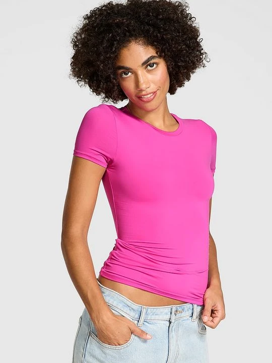 Zdjęcie produktu Elastyczny T-shirt z krótkim rękawem Victoria's Secret Różowy