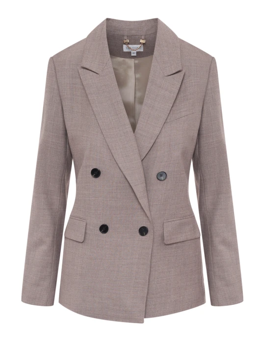 Zdjęcie produktu Elegancka dwurzędowa marynarka w kolorze taupe Taranko