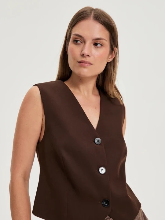 Zdjęcie produktu Elegancka kamizelka brązowa Moodo