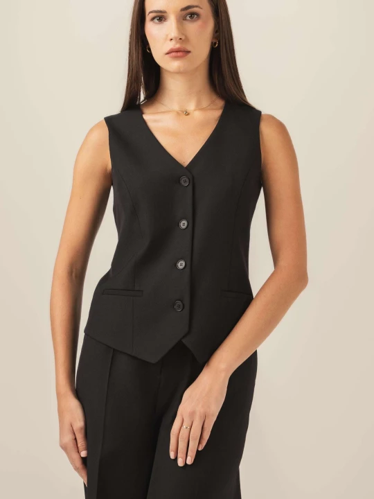 Zdjęcie produktu Elegancka klasyczna czarna kamizelka Gloria LAÏF