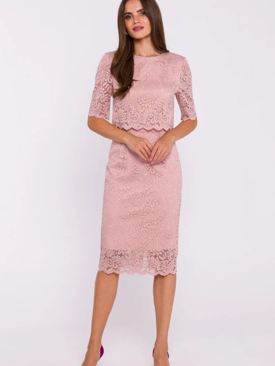 Zdjęcie produktu Sukienka koronkowa czarna elegancka ołówkowa dwuczęściowa Stylove
