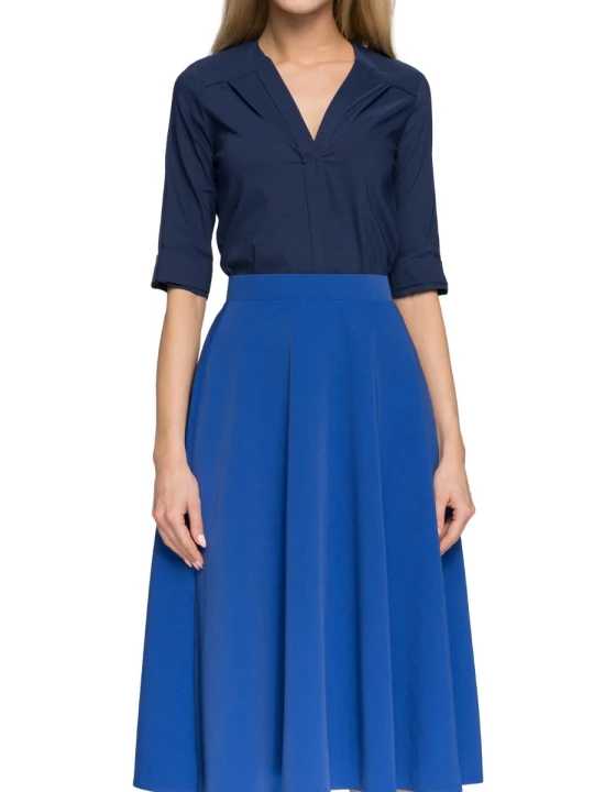 Zdjęcie produktu Elegancka spódnica rozkloszowana midi niebieska Stylove