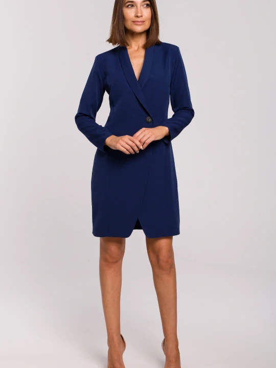 Zdjęcie produktu Elegancka sukienka marynarka na jeden guzik czarna Stylove