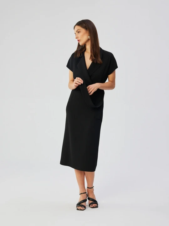 Zdjęcie produktu Elegancka sukienka ołówkowa z kołnierzem czarna Stylove