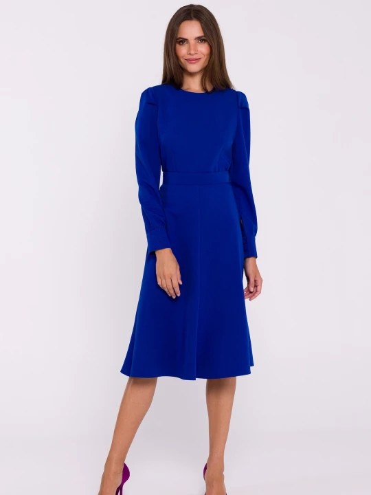 Zdjęcie produktu Elegancka sukienka rozkloszowana z paskiem niebieska Stylove