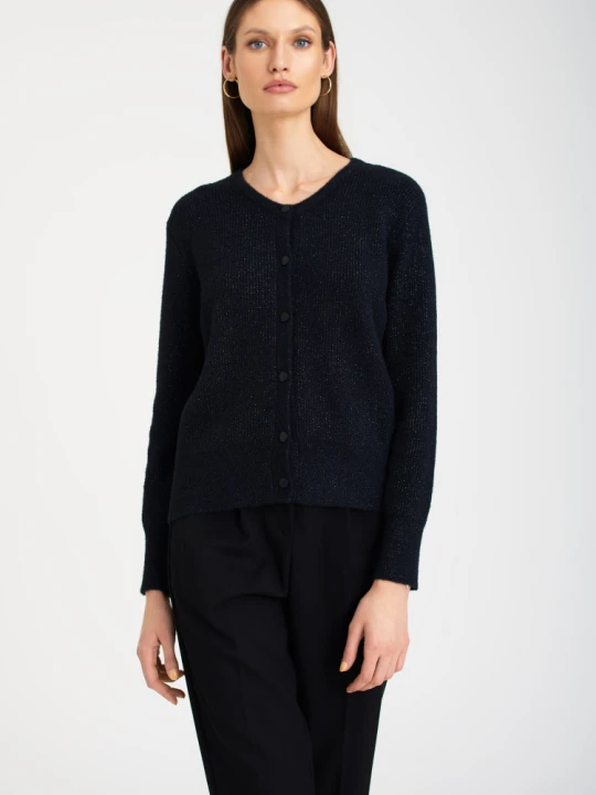Zdjęcie produktu Elegancki, czarny kardigan z błyszcząca nitką Greenpoint