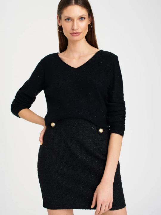 Zdjęcie produktu Elegancki, czarny sweter z połyskującymi cekinami Greenpoint