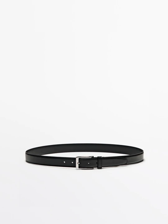 Zdjęcie produktu Elegancki Pasek Ze Skóry Nappa Ze Stebnowaniem - Czarny - - Massimo Dutti - Mężczyzna