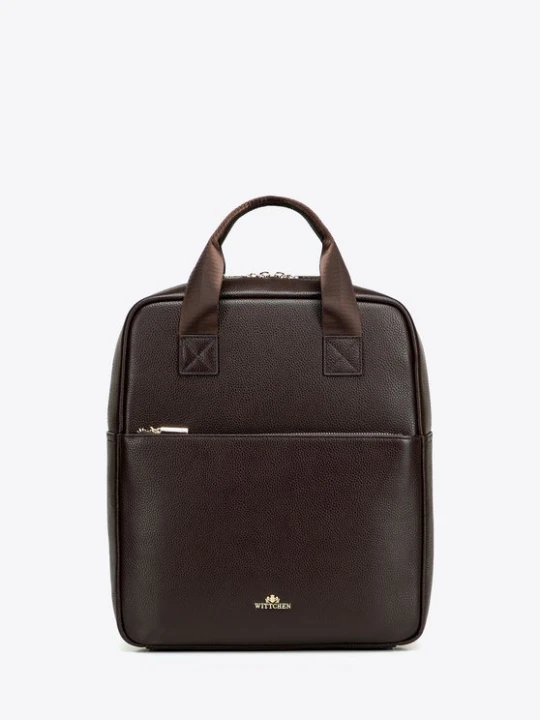 Zdjęcie produktu Elegancki plecak damski ze skóry naturalnej na laptopa 15" ciemny brąz Wittchen