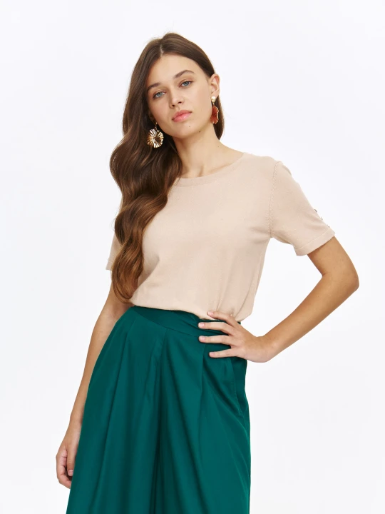 Zdjęcie produktu Elegancki sweter z krótkim rękawem TOP SECRET Beżowy