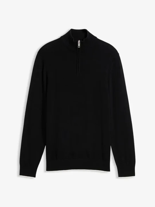 Zdjęcie produktu Elegancki sweter ze stójką z bawełny BonPrix czarny