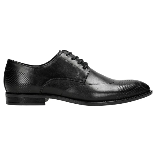 Zdjęcie produktu Czarne eleganckie buty męskie ze skóry licowej 10195-51 Wojas