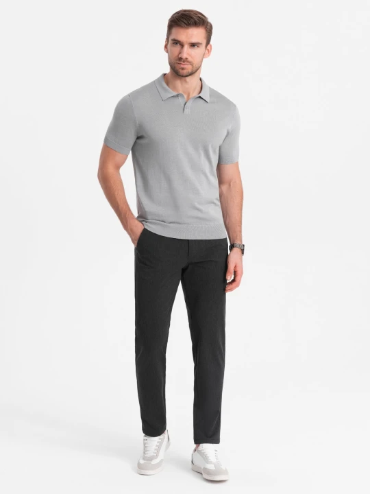 Zdjęcie produktu Eleganckie męskie spodnie chino SLIM FIT - grafitowe V2 - Rozmiar: XL Ombre Clothing grafitowy