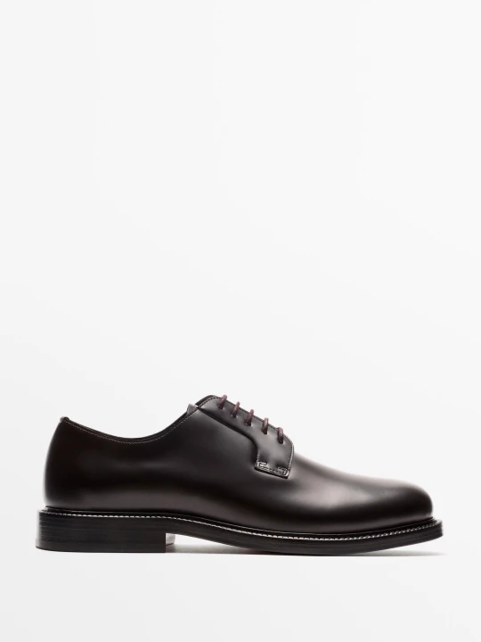 Zdjęcie produktu Eleganckie Półbuty Blucher Ze Skóry - Brązowy - Massimo Dutti - Male
