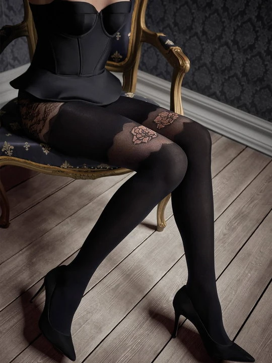 Zdjęcie produktu Eleganckie Rajstopy z Brokatowym Kwiatem Patrizia Gucci for Marilyn G49 Marilyn czarny