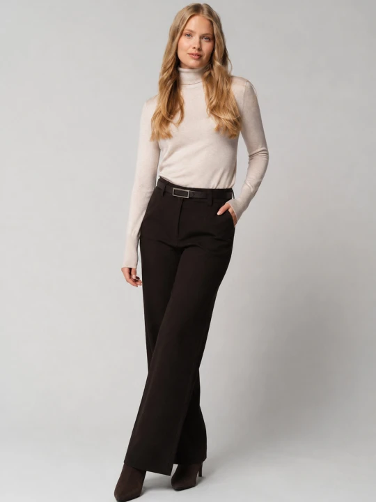 Zdjęcie produktu Eleganckie spodnie, Comfort Fit, R-MISAYA Volcano Brązowy