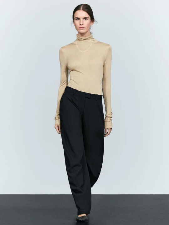 Zdjęcie produktu Eleganckie Spodnie O Kroju Barrel - Czarny - Massimo Dutti - Female