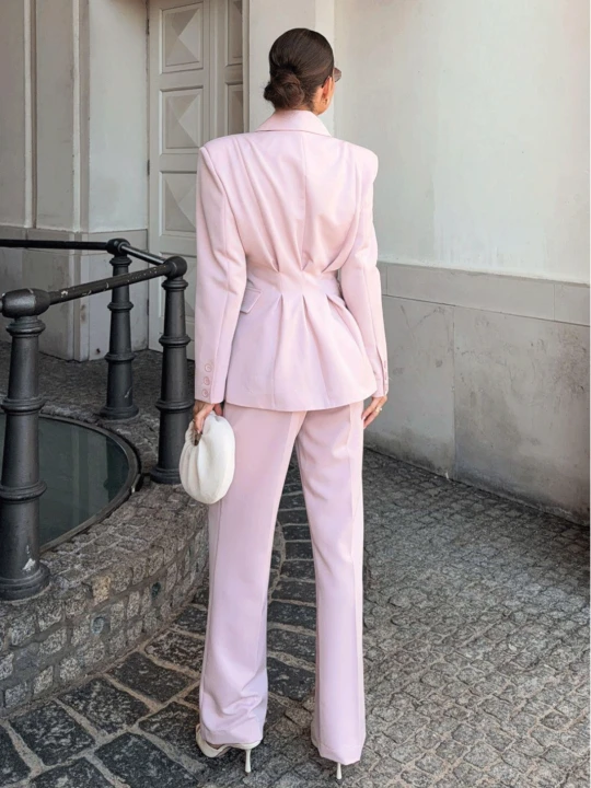 Zdjęcie produktu Eleganckie spodnie z kantem z wiskozy  EMILEE - brudny róż  magmac 
