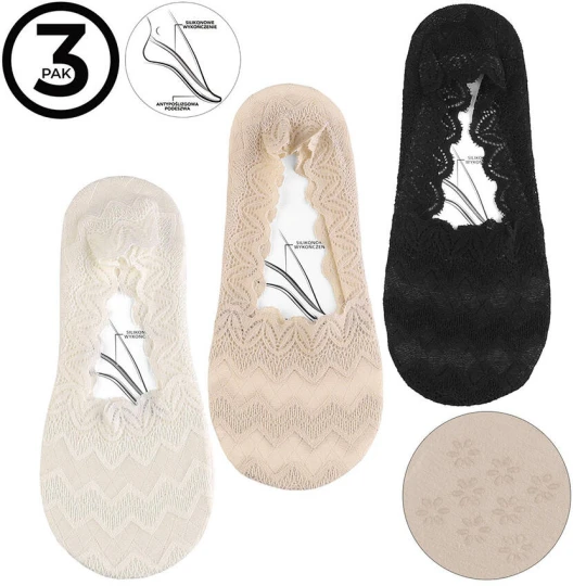 Zdjęcie produktu Eleganckie Stopki Damskie Z Koronką Moraj Mix Kolor 3 Pary