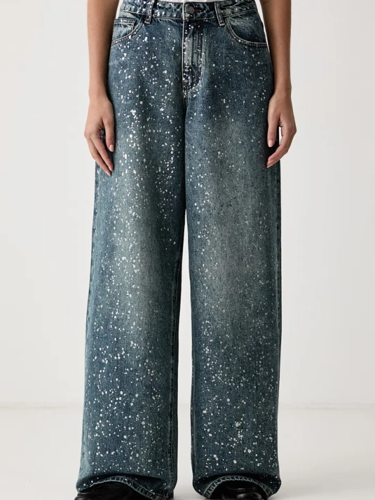 Zdjęcie produktu Eleh jeansy wide leg damskie niebieski
