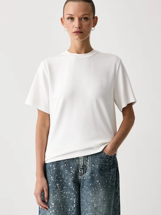 Zdjęcie produktu Eleh T-shirt basic damski z modalem beżowy