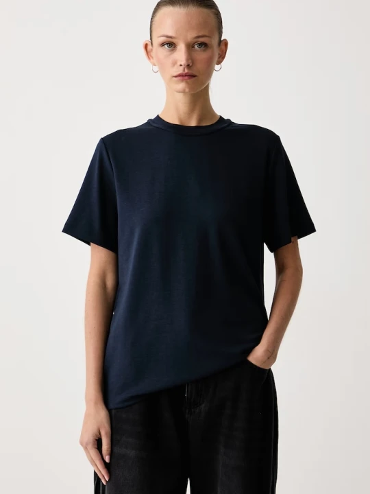 Zdjęcie produktu Eleh T-shirt basic damski z modalem granatowy