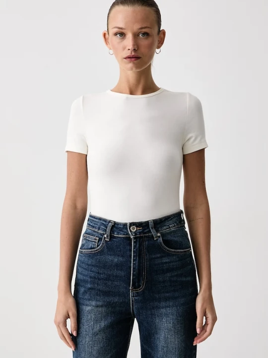 Zdjęcie produktu Eleh T-shirt damski z wiskozą beżowy