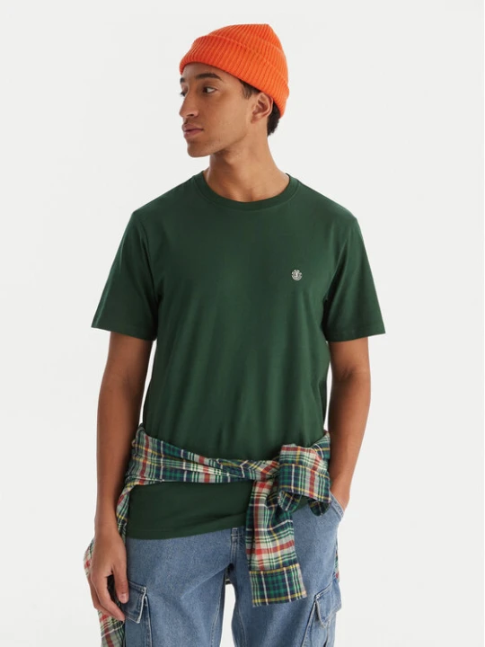 Zdjęcie produktu Element T-Shirt Icon Embroidery ELYKT00168 Zielony ciemny Regular Fit