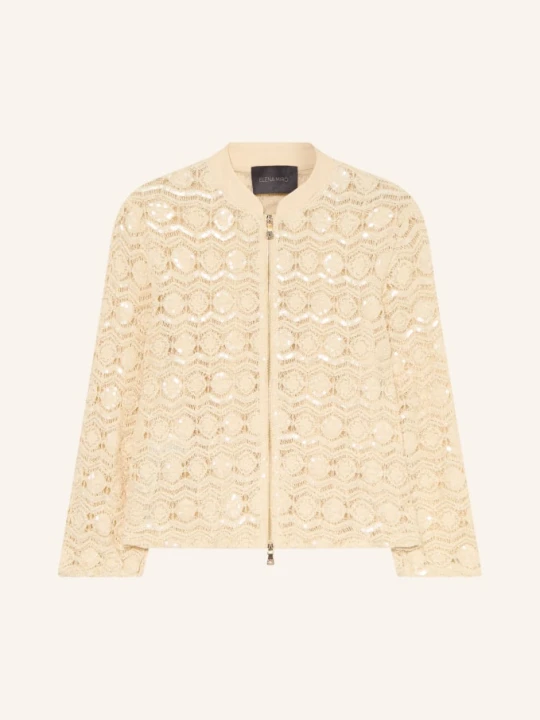 Zdjęcie produktu Elena Miro Kurtka Szydełkowa Z Cekinami I Kamieniami Ozdobnymi beige Elena Mirò
